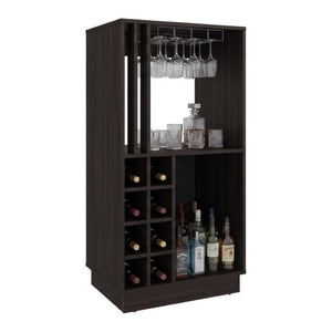 English Elm Ashford Tall Bar Cabinet with Stemware Rack and Bottle Storage for Modern Home B128P611056