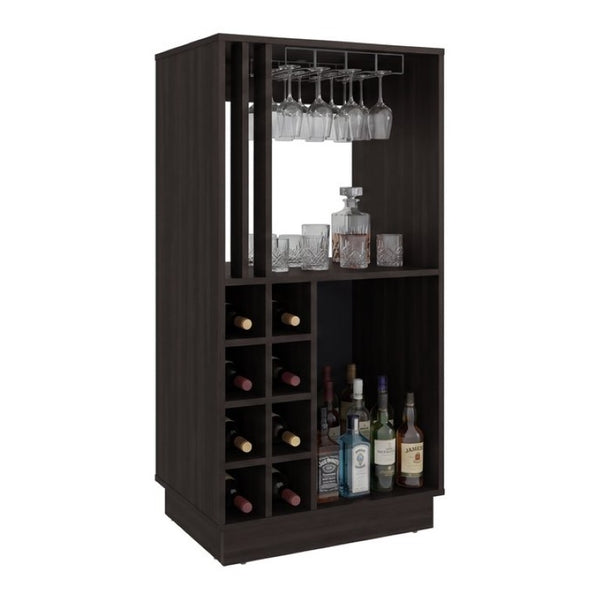 English Elm Ashford Tall Bar Cabinet with Stemware Rack and Bottle Storage for Modern Home B128P611056