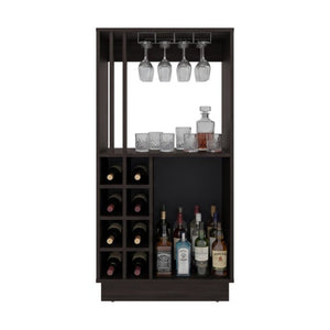 English Elm Ashford Tall Bar Cabinet with Stemware Rack and Bottle Storage for Modern Home B128P611056