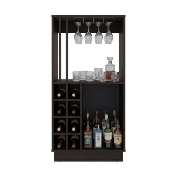 English Elm Ashford Tall Bar Cabinet with Stemware Rack and Bottle Storage for Modern Home B128P611056