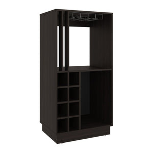 English Elm Ashford Tall Bar Cabinet with Stemware Rack and Bottle Storage for Modern Home B128P611056
