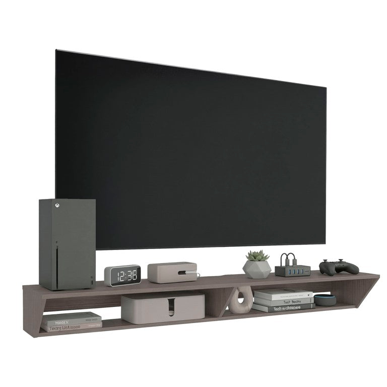 English Elm Nashville Wall Mounted Floating TV Stand with Open Shelves for Modern Living Rooms Gray Wash B128P611077