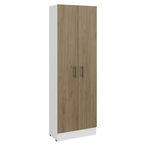 English Elm Briar Tall Pantry Cabinet Two-Tone Oak Finish Slim Kitchen Storage Organizer White and Natural Oak B128P615433