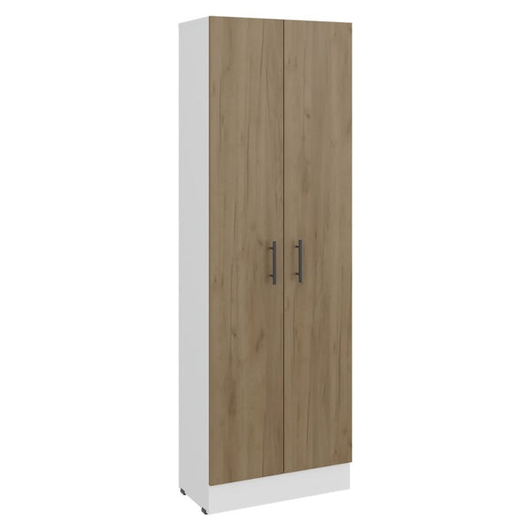 English Elm Briar Tall Pantry Cabinet Two-Tone Oak Finish Slim Kitchen Storage Organizer White and Natural Oak B128P615433