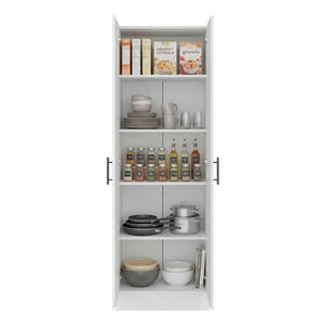 English Elm Briar Tall Pantry Cabinet Two-Tone Oak Finish Slim Kitchen Storage Organizer White B128P615434