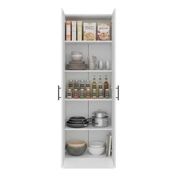 English Elm Briar Tall Pantry Cabinet Two-Tone Oak Finish Slim Kitchen Storage Organizer White B128P615434