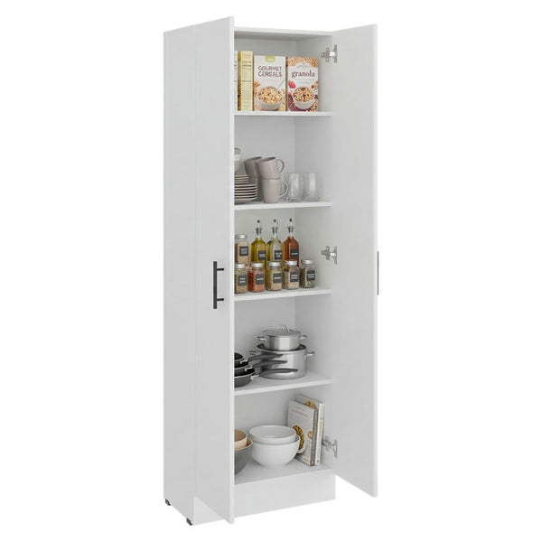 English Elm Briar Tall Pantry Cabinet Two-Tone Oak Finish Slim Kitchen Storage Organizer White B128P615434