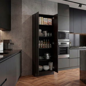 English Elm Briar Tall Pantry Cabinet Two-Tone Oak Finish Slim Kitchen Storage Organizer Wenge B128P615435