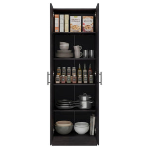 English Elm Briar Tall Pantry Cabinet Two-Tone Oak Finish Slim Kitchen Storage Organizer Wenge B128P615435