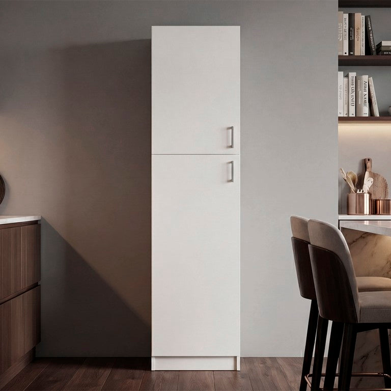 English Elm Ellison Freestanding Tall Pantry Tower with Enclosed Shelving for Compact Kitchen Storage White B128P615436