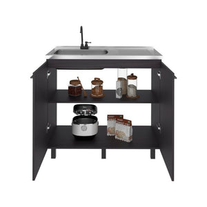 English Elm Oklahoma Utility Sink Cabinet with Stainless Steel Top Interior Shelf Laundry Storage B128S00147