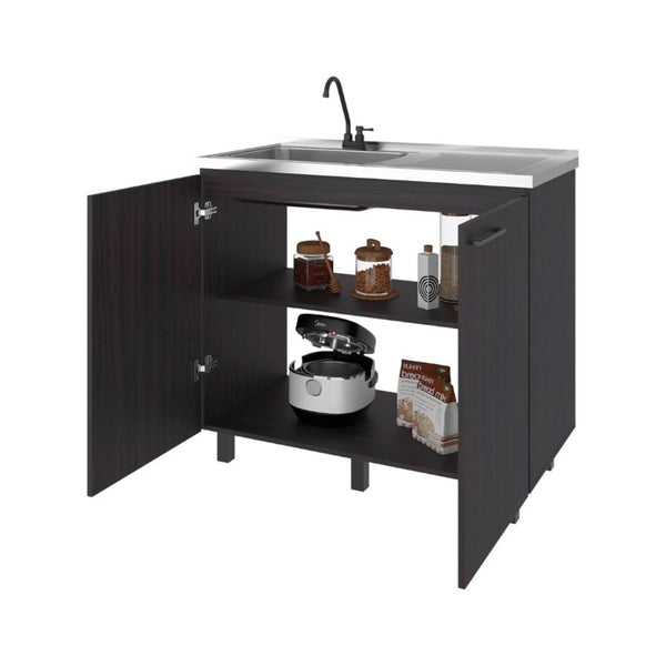 English Elm Oklahoma Utility Sink Cabinet with Stainless Steel Top Interior Shelf Laundry Storage B128S00147