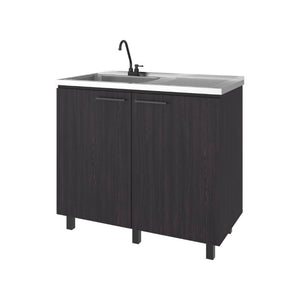 English Elm Oklahoma Utility Sink Cabinet with Stainless Steel Top Interior Shelf Laundry Storage B128S00147