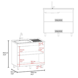 English Elm Oklahoma Utility Sink Cabinet with Stainless Steel Top Interior Shelf Laundry Storage B128S00147