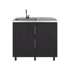 English Elm Oklahoma Utility Sink Cabinet with Stainless Steel Top Interior Shelf Laundry Storage B128S00147