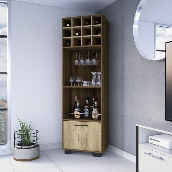 English Elm Aubree Corner Bar Cabinet Tall Wine Rack Stemware Storage Home Dining Organizer B128S00149
