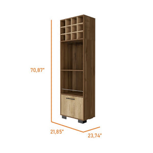English Elm Aubree Corner Bar Cabinet Tall Wine Rack Stemware Storage Home Dining Organizer B128S00149