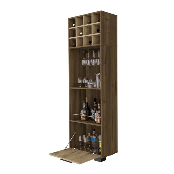 English Elm Aubree Corner Bar Cabinet Tall Wine Rack Stemware Storage Home Dining Organizer B128S00149