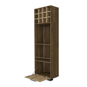 English Elm Aubree Corner Bar Cabinet Tall Wine Rack Stemware Storage Home Dining Organizer B128S00149
