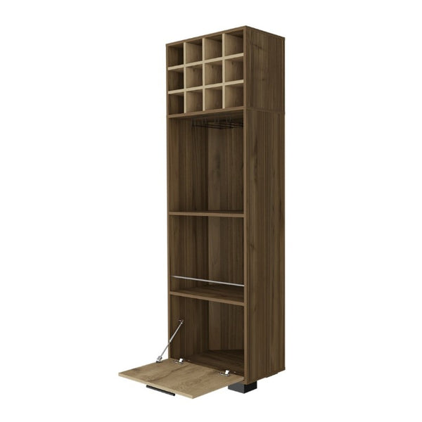 English Elm Aubree Corner Bar Cabinet Tall Wine Rack Stemware Storage Home Dining Organizer B128S00149