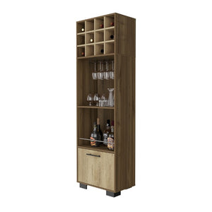 English Elm Aubree Corner Bar Cabinet Tall Wine Rack Stemware Storage Home Dining Organizer B128S00149