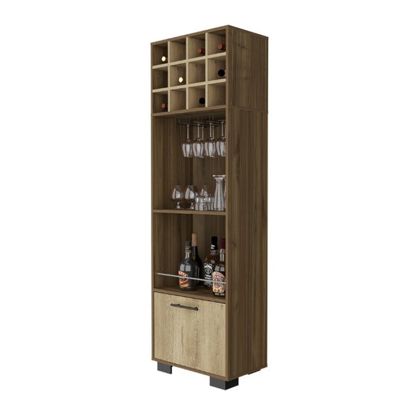 English Elm Aubree Corner Bar Cabinet Tall Wine Rack Stemware Storage Home Dining Organizer B128S00149