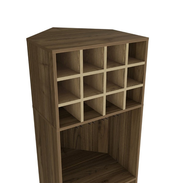 English Elm Aubree Corner Bar Cabinet Tall Wine Rack Stemware Storage Home Dining Organizer B128S00149