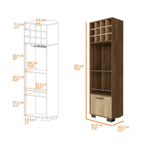 English Elm Aubree Corner Bar Cabinet Tall Wine Rack Stemware Storage Home Dining Organizer B128S00149