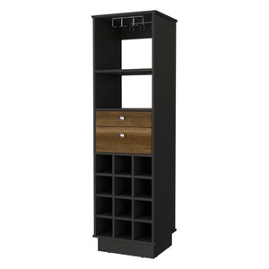 English Elm Hype Vertical Bar Cabinet Twelve Bottle Wine Rack Drawers Glassware Storage B128S00152
