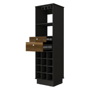 English Elm Hype Vertical Bar Cabinet Twelve Bottle Wine Rack Drawers Glassware Storage B128S00152