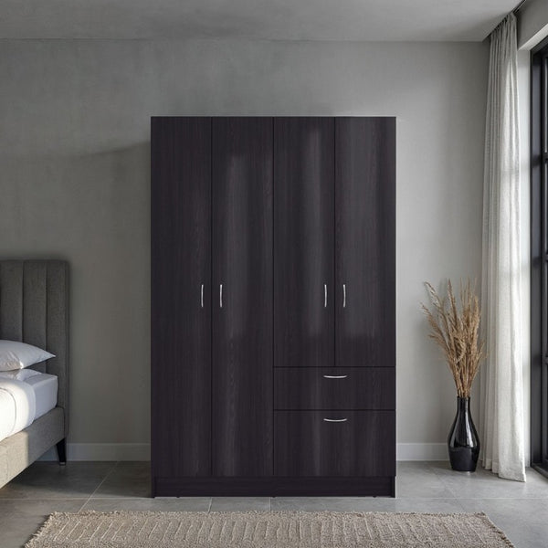 English Elm Habana Wardrobe Armoire with Hanging Rod Hidden Shoe Drawer and Pull Down Cabinet B128S00213