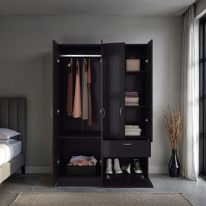 English Elm Habana Wardrobe Armoire with Hanging Rod Hidden Shoe Drawer and Pull Down Cabinet B128S00213