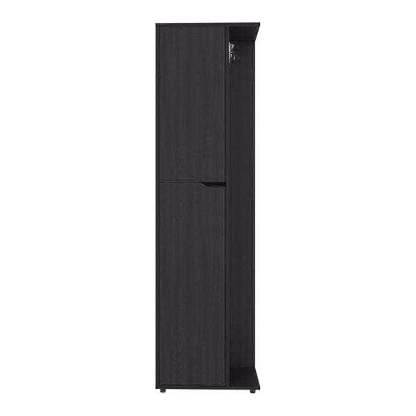 English Elm Fm Furniture Slim Wenge Broom Cabinet with Shelves and Rod for Laundry or Utility Room B128S00254