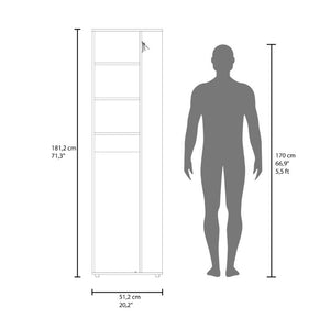 English Elm Fm Furniture Slim Wenge Broom Cabinet with Shelves and Rod for Laundry or Utility Room B128S00254