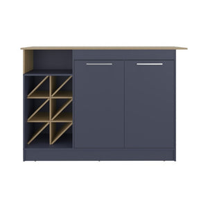 English Elm Fm Furniture Two Tone Kitchen Island Cabinet with Bottle Rack and Layered Shelving B128S00255