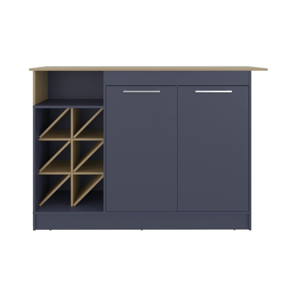 English Elm Fm Furniture Two Tone Kitchen Island Cabinet with Bottle Rack and Layered Shelving B128S00255