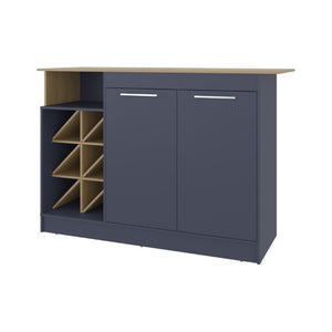 English Elm Fm Furniture Two Tone Kitchen Island Cabinet with Bottle Rack and Layered Shelving B128S00255