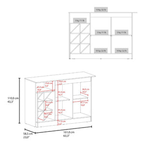 English Elm Fm Furniture Two Tone Kitchen Island Cabinet with Bottle Rack and Layered Shelving B128S00255