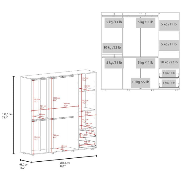 English Elm Fm Furniture Vance Four Door Wardrobe with Drawers Elevated Base White Finish B128S00256
