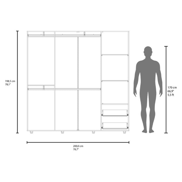 English Elm Fm Furniture Vance Four Door Wardrobe with Drawers Elevated Base White Finish B128S00256