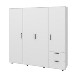 English Elm Fm Furniture Vance Four Door Wardrobe with Drawers Elevated Base White Finish B128S00256