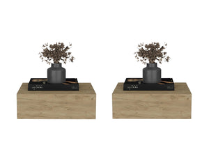 English Elm Custer Wall Mounted Oak Floating Nightstands Set of 2 for Minimalist Bedroom Storage B128S00275
