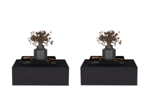 English Elm Custer Wall Mounted Floating Nightstand Pair Wenge Wood Finish Bedroom Storage B128S00276
