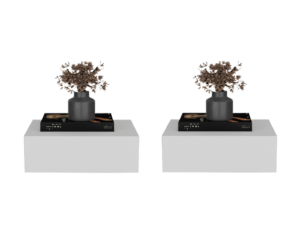 English Elm Custer Wall Mounted Floating Nightstand Pair with Drawer for Minimalist Bedroom Decor B128S00277