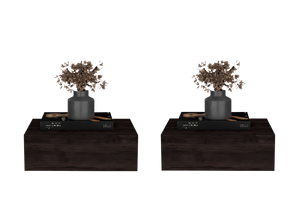 English Elm Custer Wall Mounted Floating Nightstands Pair Space Saving Bedside Storage Modern Bedroom B128S00278