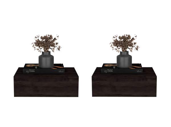 English Elm Custer Wall Mounted Floating Nightstands Pair Space Saving Bedside Storage Modern Bedroom B128S00278