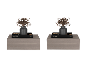 English Elm Custer Wall Mounted Floating Nightstand Pair Gray Walnut Finish Modern Bedroom Storage B128S00279