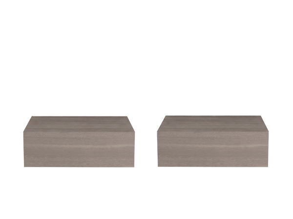 English Elm Custer Wall Mounted Floating Nightstand Pair Gray Walnut Finish Modern Bedroom Storage B128S00279