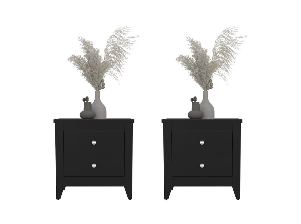 English Elm Arial Wenge Finish Bedside Nightstand Pair with Two Drawers for Modern Bedroom B128S00284