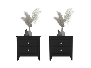 English Elm Arial Wenge Finish Bedside Nightstand Pair with Two Drawers for Modern Bedroom B128S00284